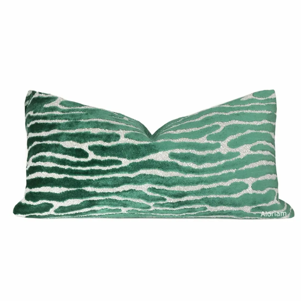 Jocelyn Jade Green Wavy Cut Velvet Pillow Cover