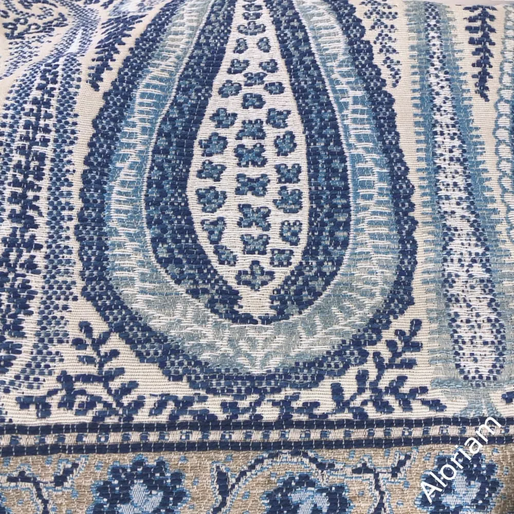 Kashmir Blue Taupe Paisley Pillow Cover (Fabric by the Yard available)