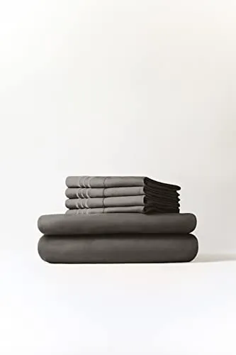 King 6 Piece Sheet Set - Breathable & Cooling Bed Sheets - Hotel Luxury Bed Sheets for Women, Men, Kids & Teens - Bedding w/ Deep Pockets & Easy Fit - Soft & Wrinkle Free - King Dark Grey Sheets