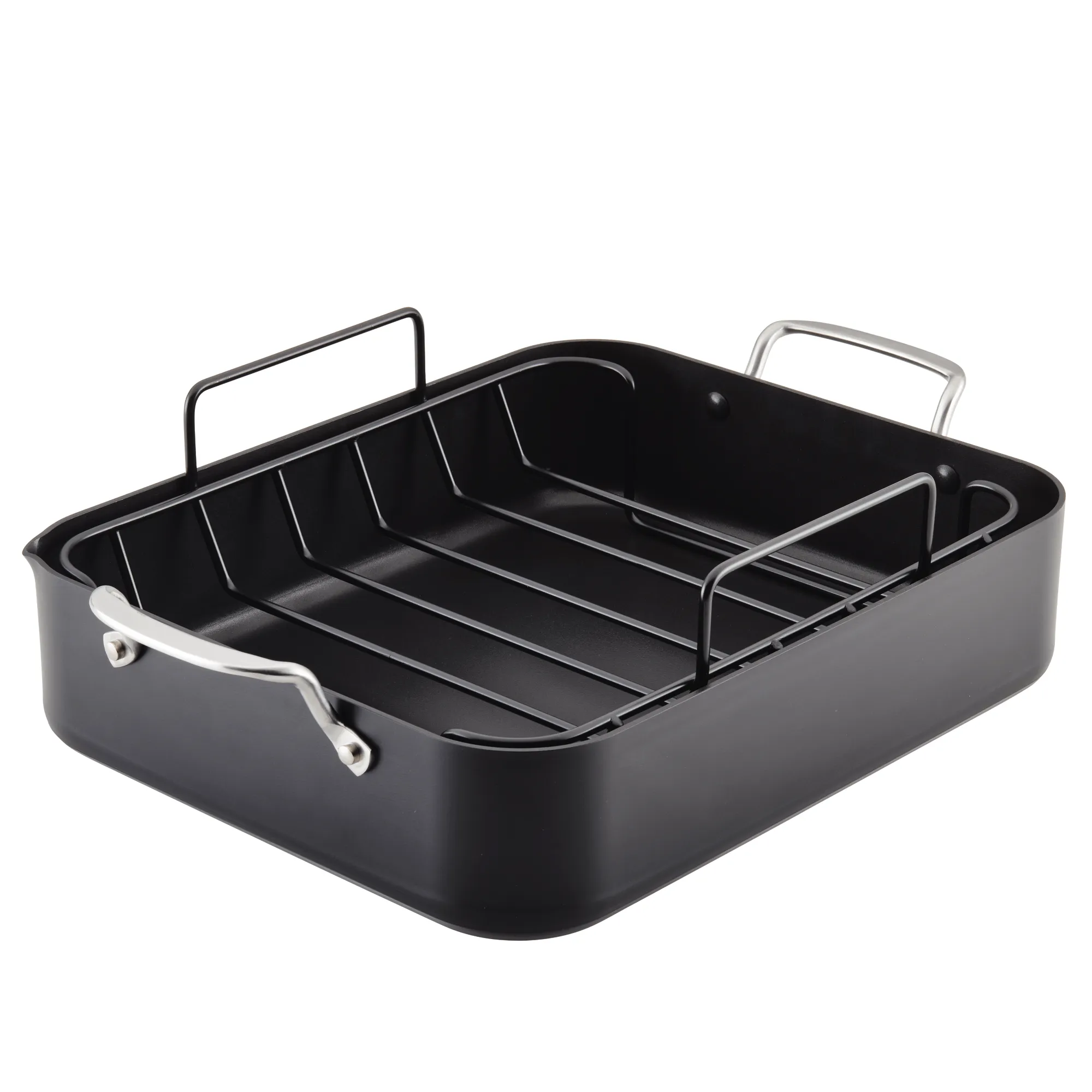 KitchenAid Hard Anodized Roaster with Removable Nonstick Rack, 13-Inch x 15.75-Inch, Matte Black