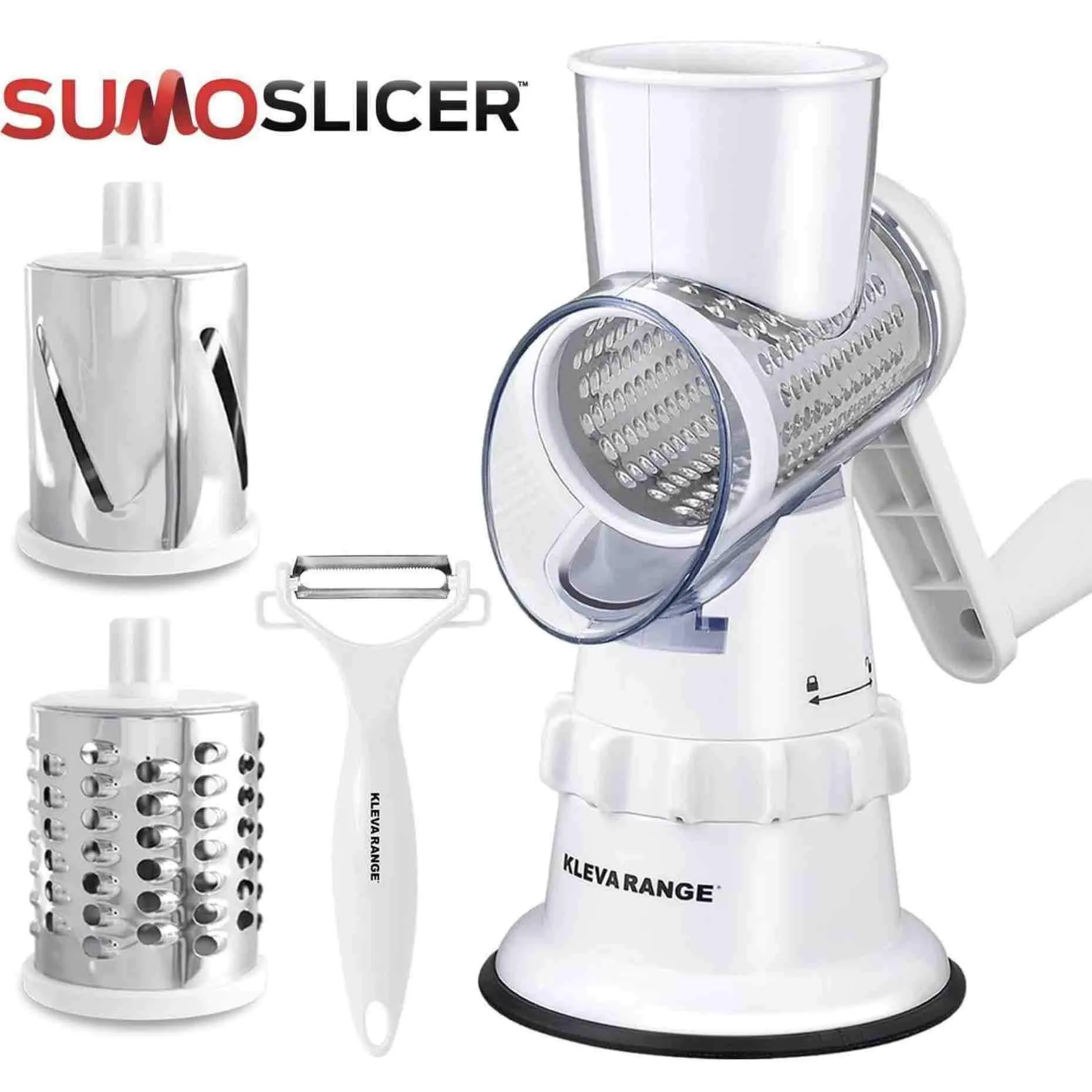 Kleva Sumo Slicer® with 3x Grating Drums   Precision Peeler