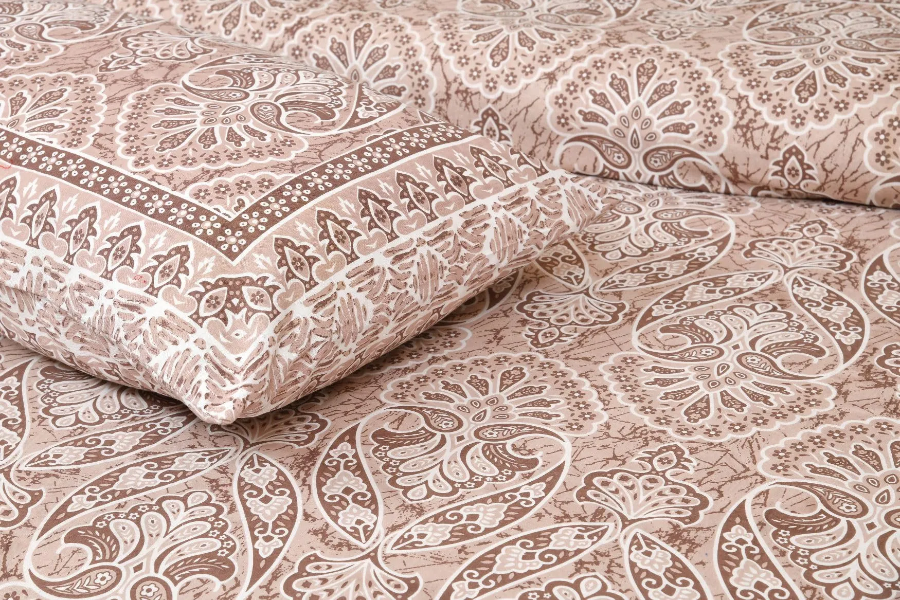 Lali Prints Ethnic Block Print King Size Double Bed Bedsheet with 2 Pillow Coves (Zip) 100% Cotton - Brown