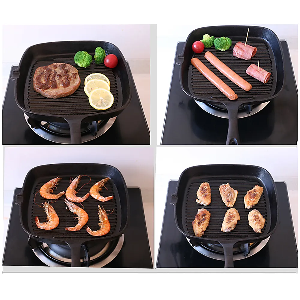 Large Nonstick Cast Iron Grill Plate Frying Pan 36cm