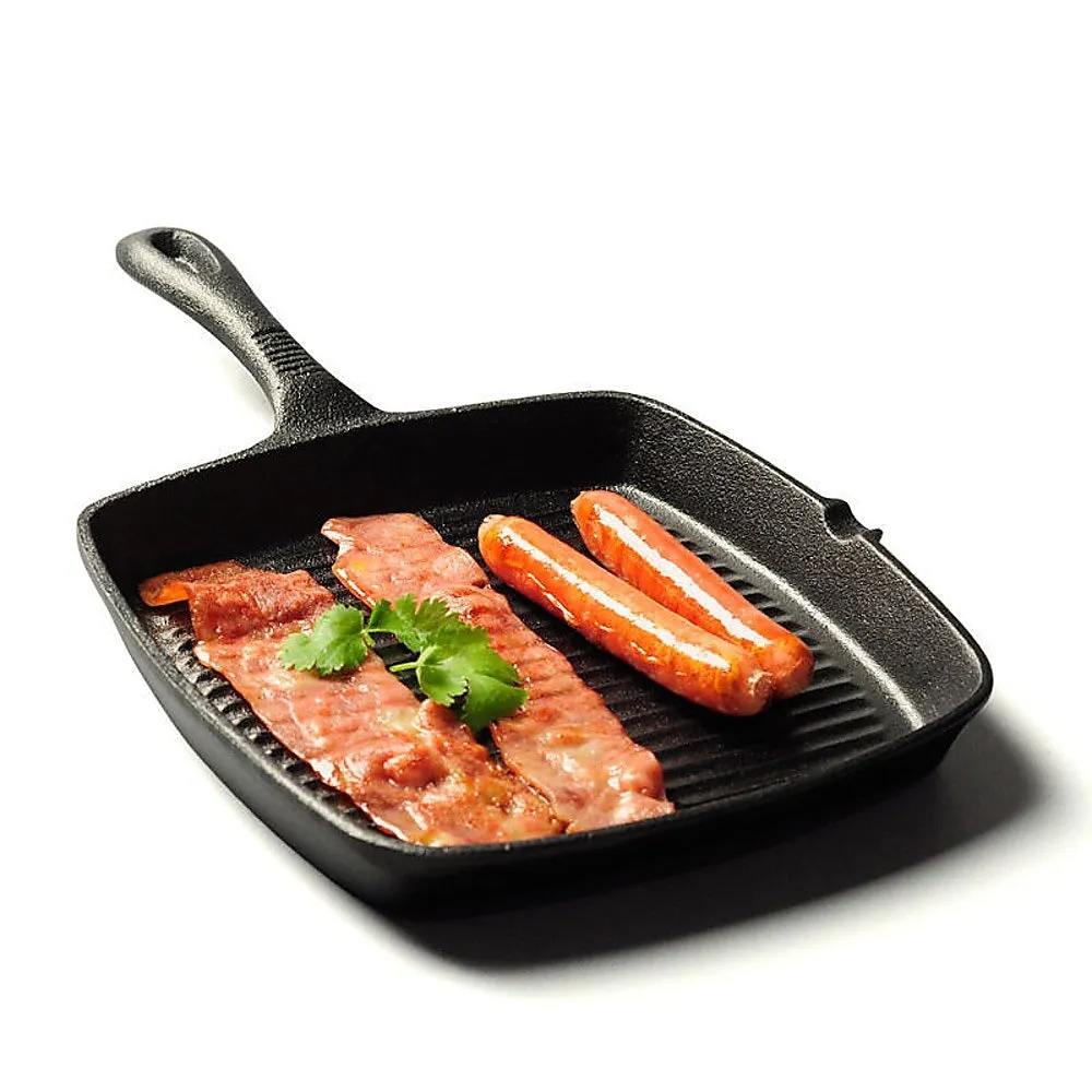 Large Nonstick Cast Iron Grill Plate Frying Pan 36cm