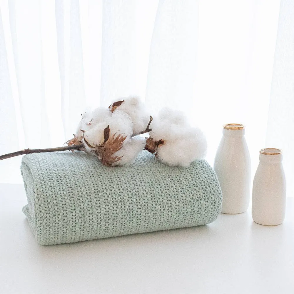 Living Textiles | Organic Bassinet/Cradle Cellular Blanket - Sage