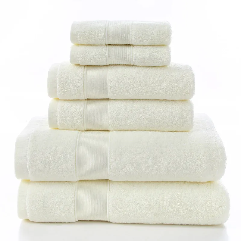 Luxury Cotton Bath Set Towels White Bathroom 2 Large