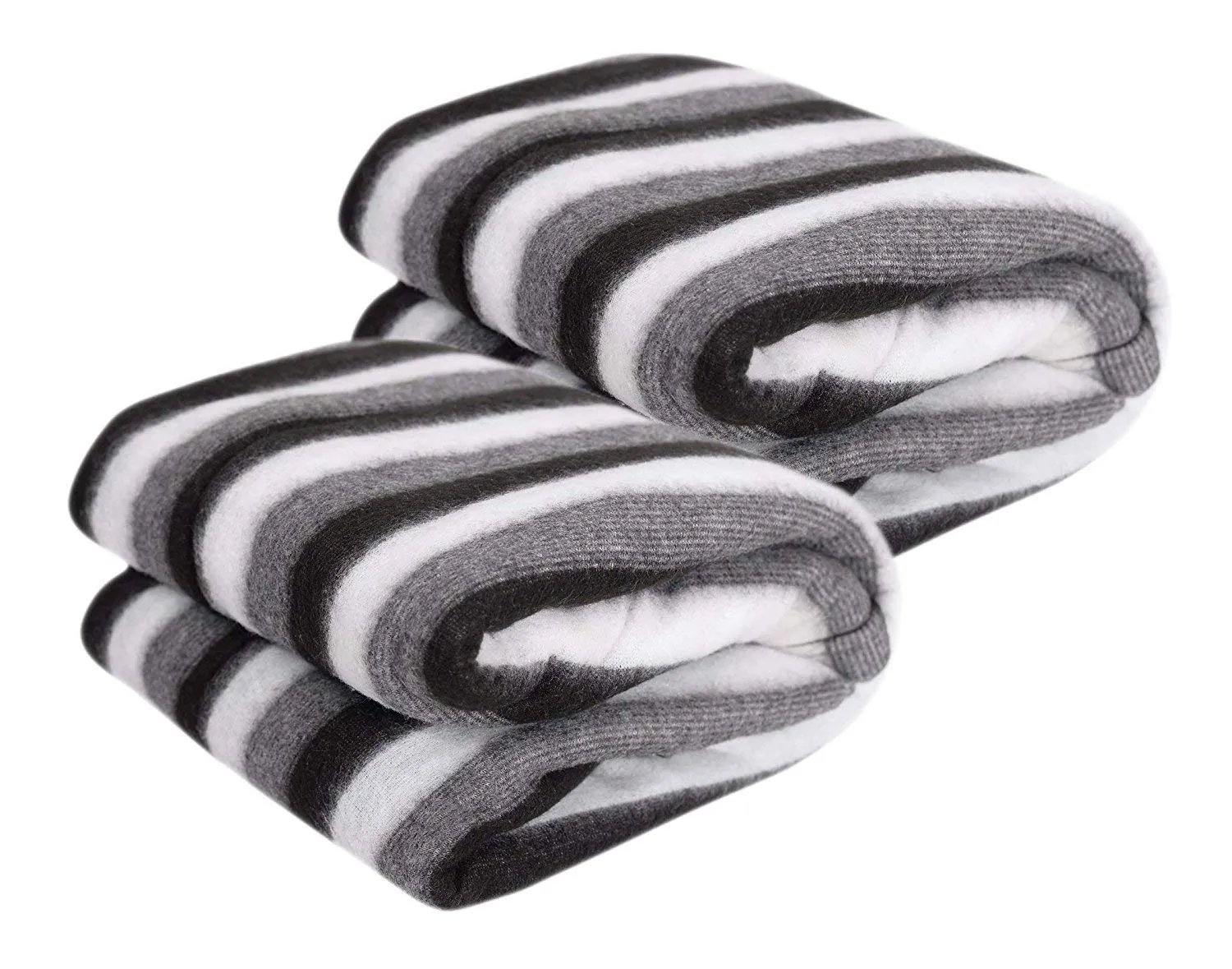 MAGIC Single Bed Ac Fleece Blanket Size :Single :60X90 Inch Pack of 2 - Black and White Stripes