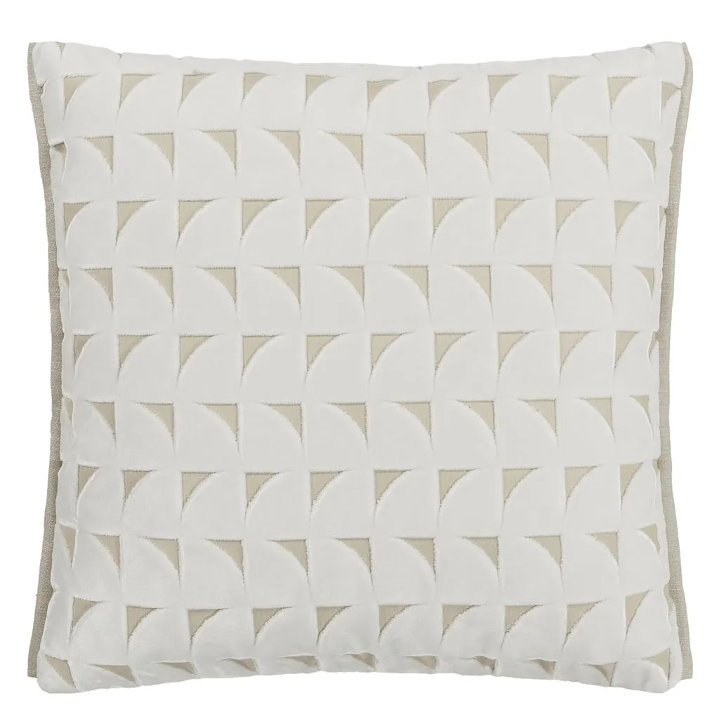 Marquise Chalk Velvet Throw Pillow by Designers Guild