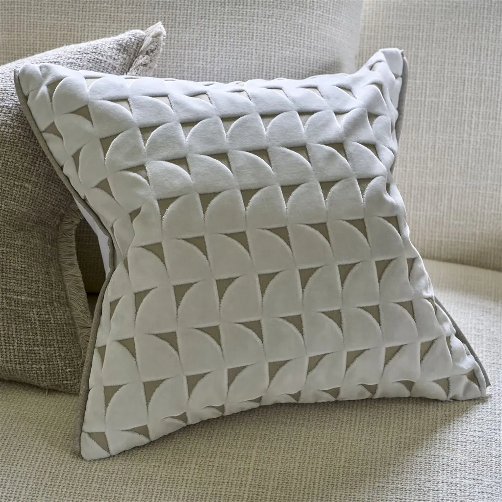 Marquise Chalk Velvet Throw Pillow by Designers Guild