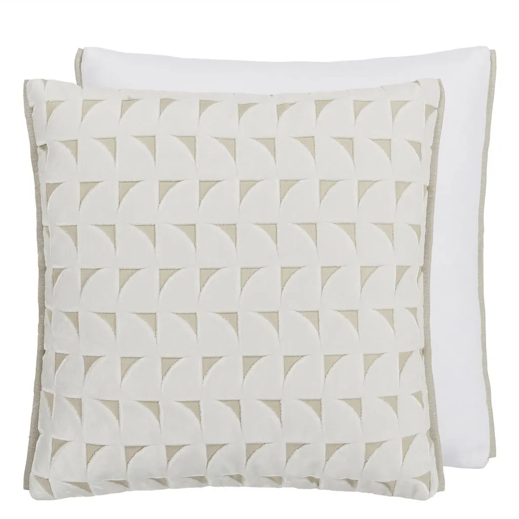 Marquise Chalk Velvet Throw Pillow by Designers Guild