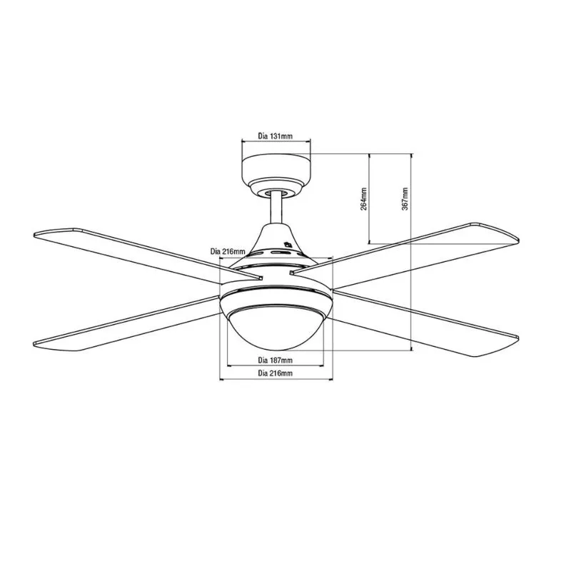 Martec Link 48" AC Ceiling Fan with E27 Light - Matt Black