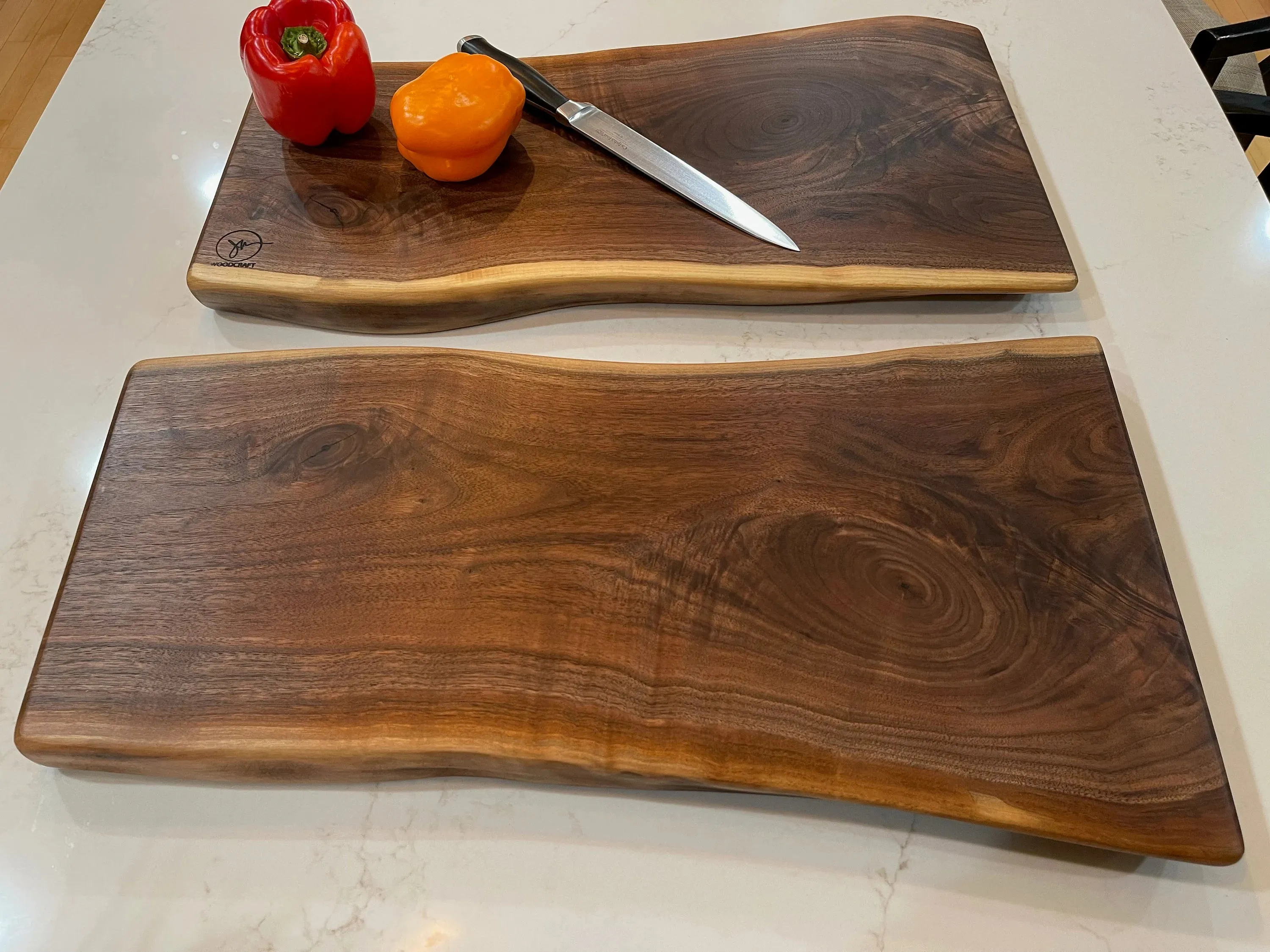 Matching WIDE Live Edge Charcuterie Black Walnut Board, Cutting Board, Serving Tray, Handcrafted - READY to SHIP