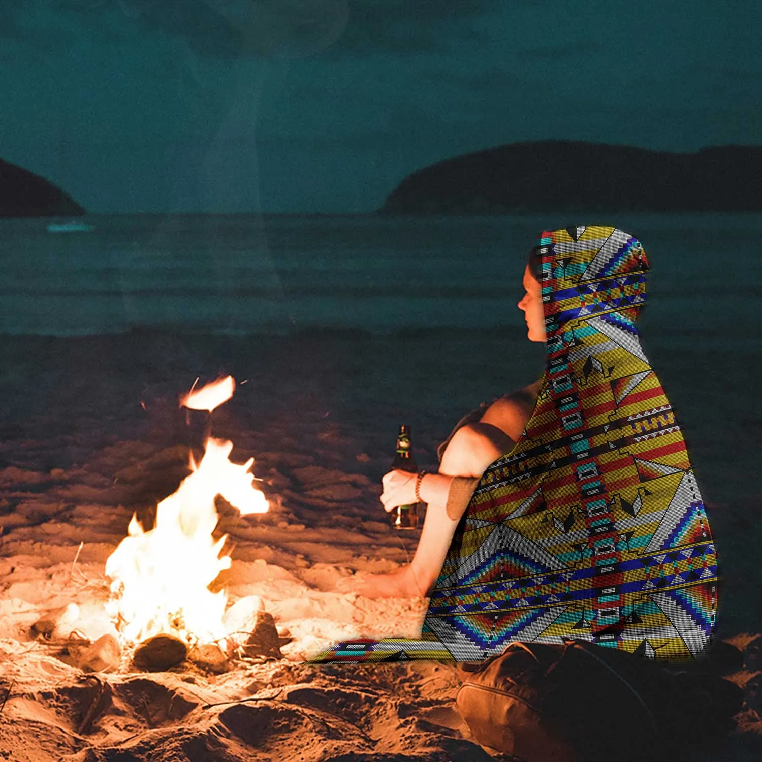 Medicine Blessing Yellow Hooded Blanket