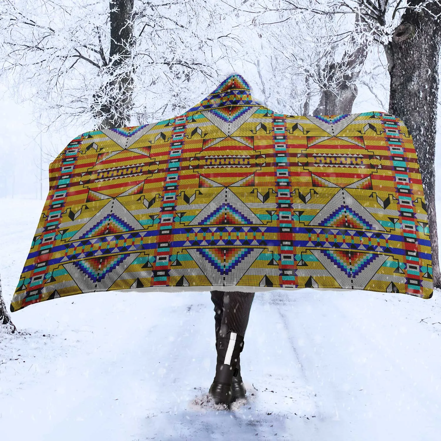 Medicine Blessing Yellow Hooded Blanket