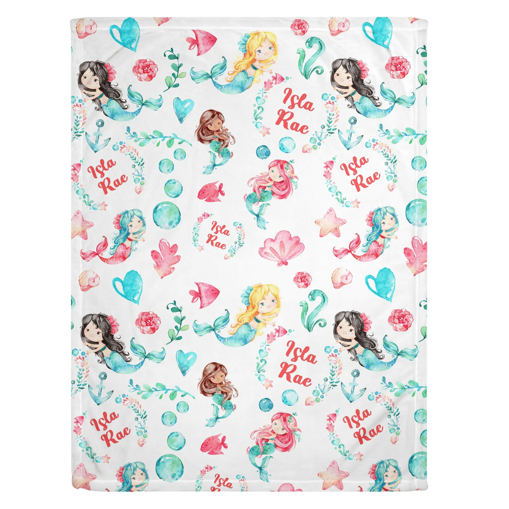 Mermaid Print Personalized Minky Blanket