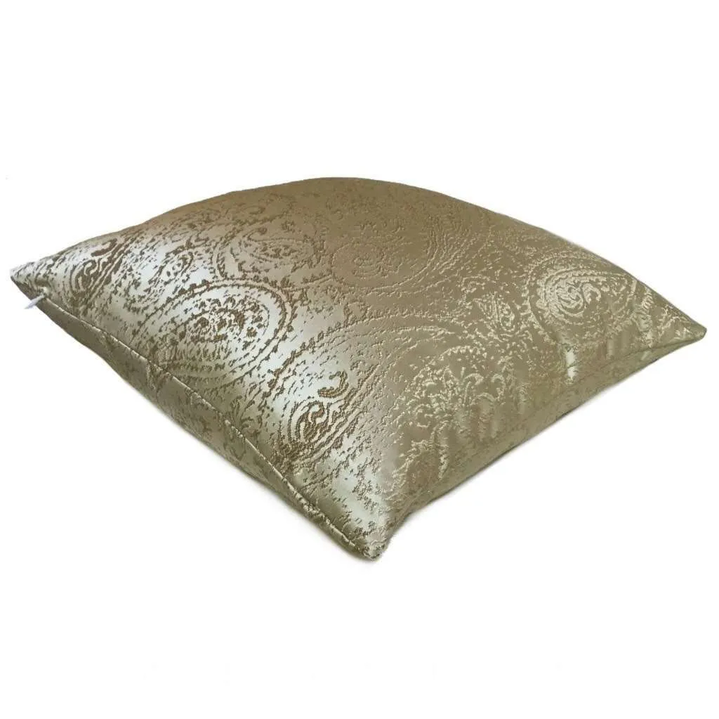 Metallic Gold Paisley Texture Pattern Pillow Cover