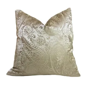 Metallic Gold Paisley Texture Pattern Pillow Cover