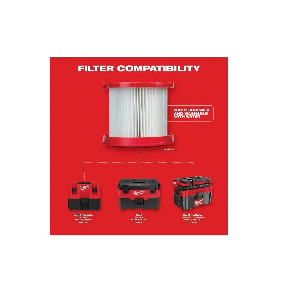 Milwaukee 49-90-1900BF Wet/Dry Vacuum Hepa Filter (2-Pack)