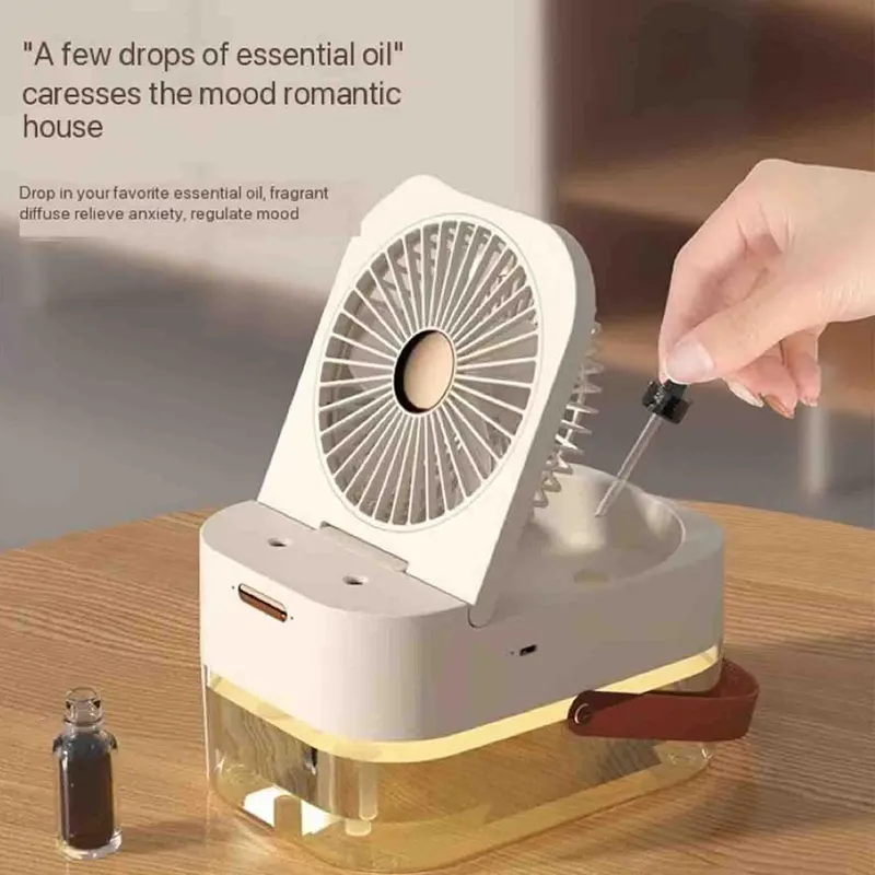 Mini Desktop Dual Spray Humidifier Fan-Ai-13 White