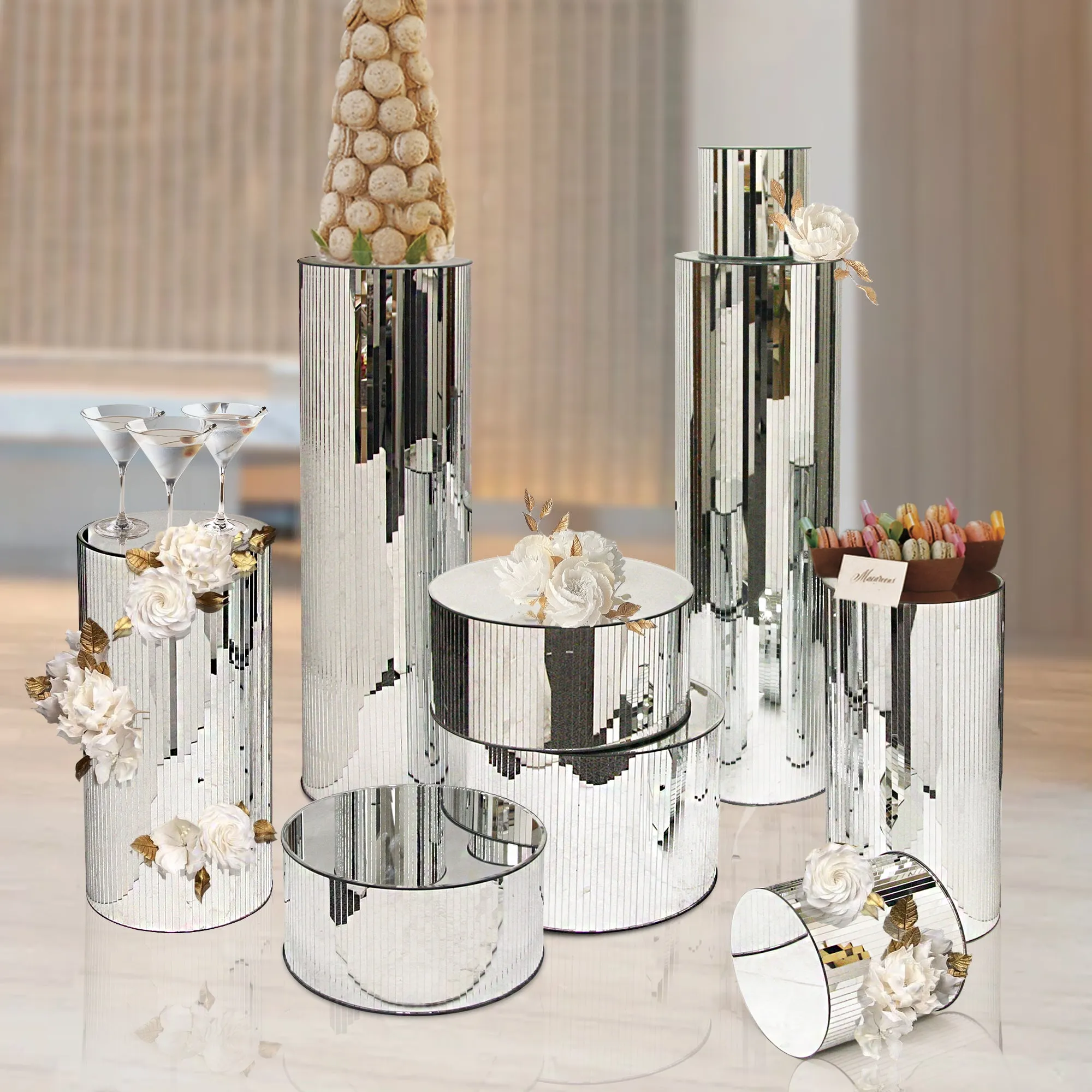 Mirrored Glass Floor Stand