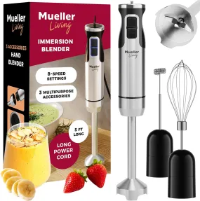 MuellerLiving Immersion Blender Stick with 3 Accessories