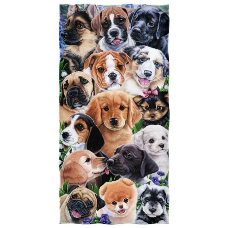 Multi-dog single-sided printed element microfiber beach towel Bath towel super absorbent, soft, easy to carry home essential