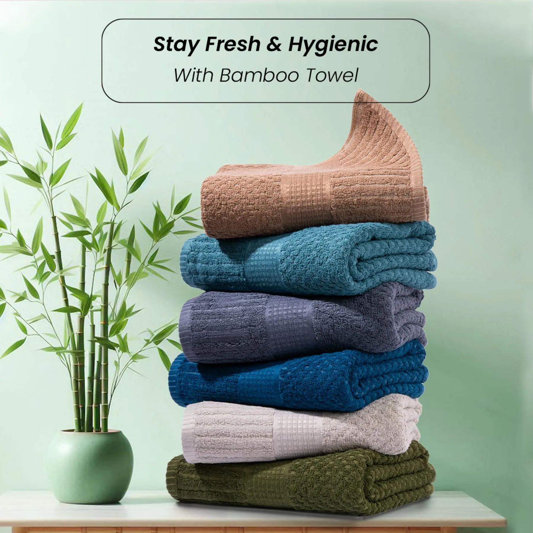 Mush Hearth & Haven Bamboo Towels for Bath Large Size | 450 GSM Bamboo Bath Towel for Men & Women | Soft, Highly Absorbent & Quick Dry | Pack of 4, 70 X 140 cms (Assorted 1)