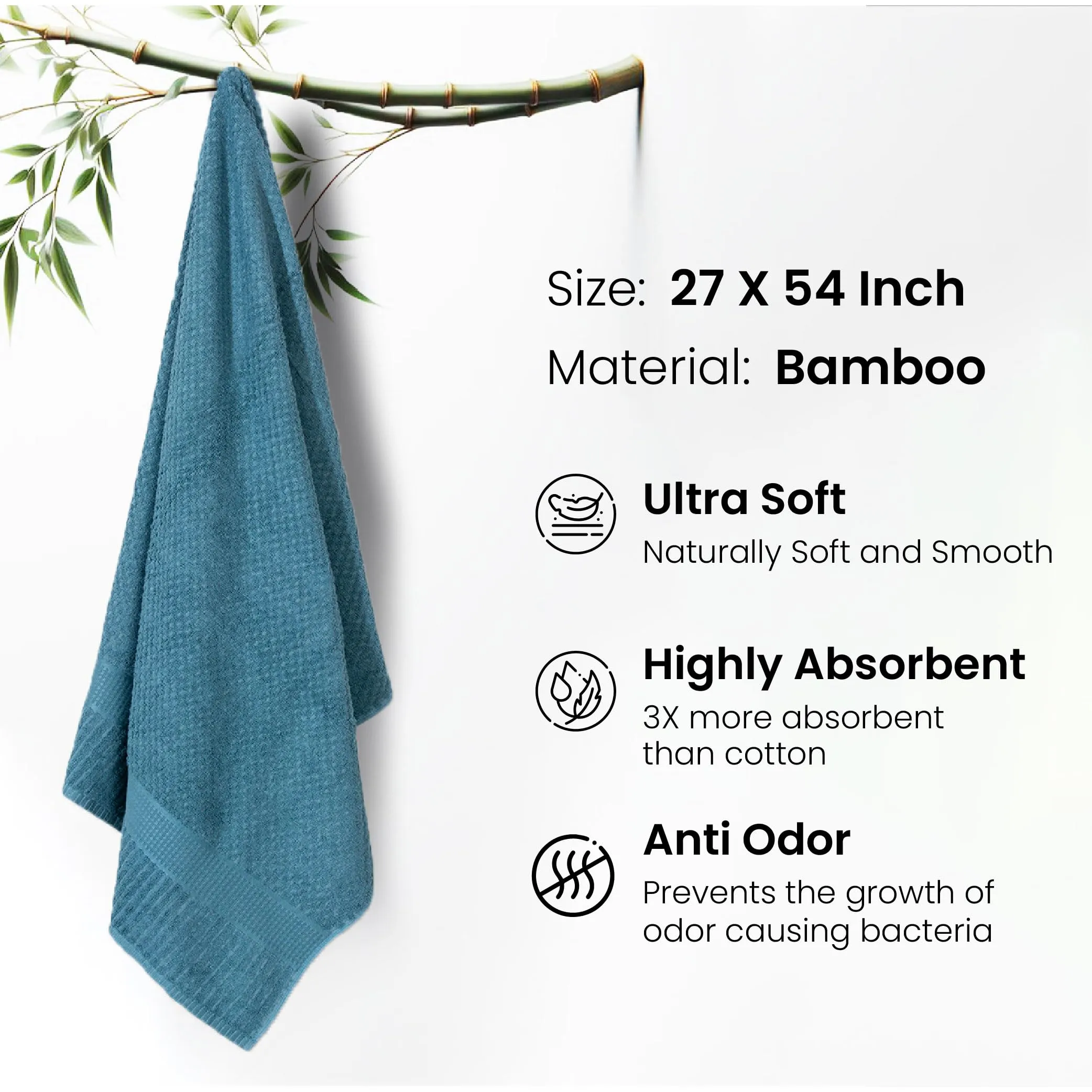 Mush Hearth & Haven Bamboo Towels for Bath Large Size | 450 GSM Bamboo Bath Towel for Men & Women | Soft, Highly Absorbent & Quick Dry | Pack of 4, 70 X 140 cms (Assorted 1)