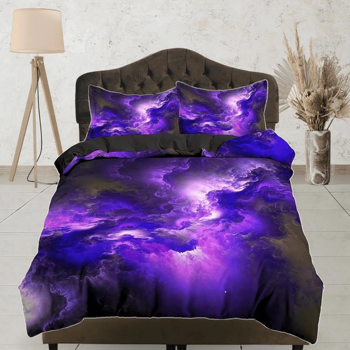 Nebula galaxy purple bedding, 3d outer space bedding set full, cosmic duvet cover king, queen, dorm bedding, toddler bedding aesthetic duvet