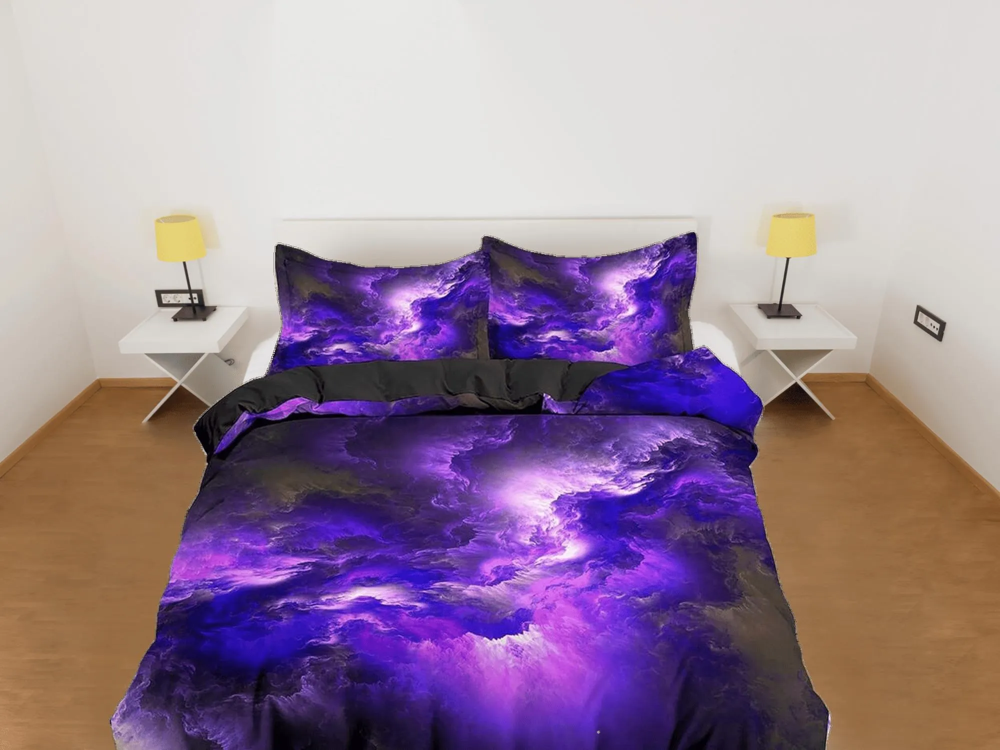 Nebula galaxy purple bedding, 3d outer space bedding set full, cosmic duvet cover king, queen, dorm bedding, toddler bedding aesthetic duvet