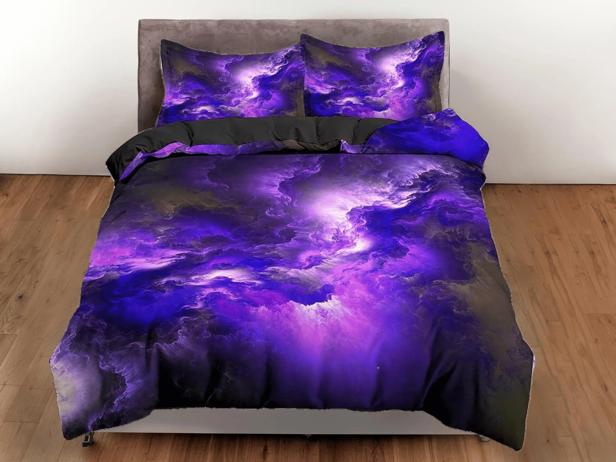 Nebula galaxy purple bedding, 3d outer space bedding set full, cosmic duvet cover king, queen, dorm bedding, toddler bedding aesthetic duvet