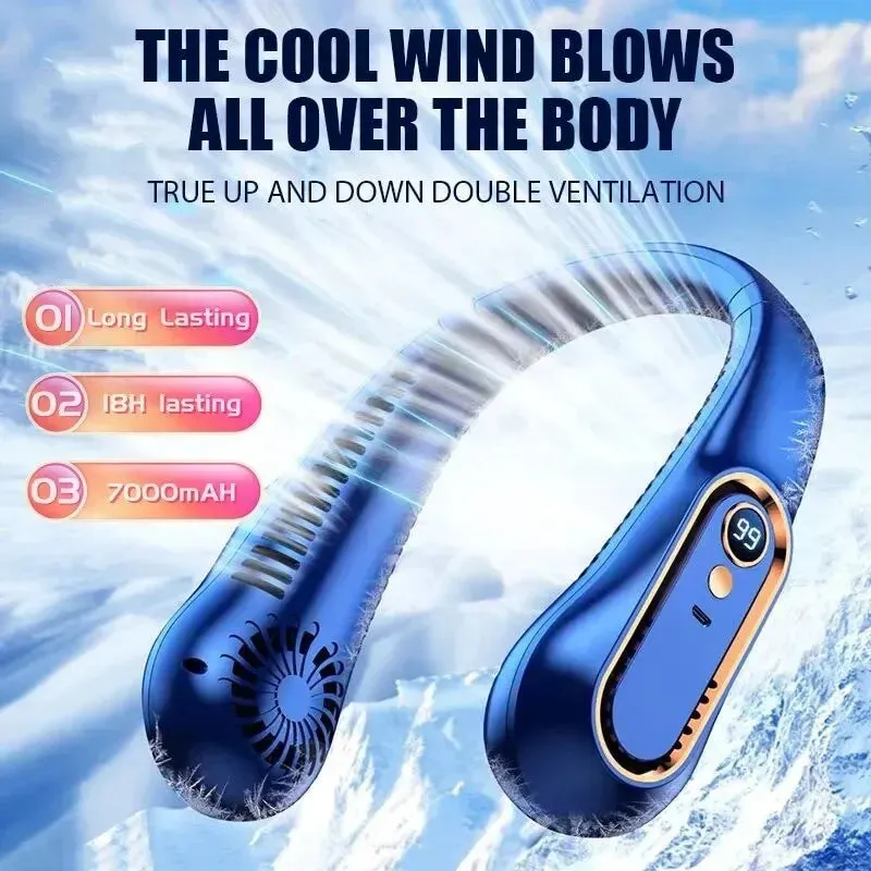 Neck Bladeless Fan Mini Ultra Long Life Portable Silent Neck Fan USB Charging