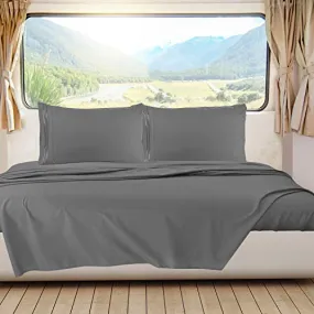 Nestl Grey RV Queen Sheets – Super Soft RV Short Queen Sheets for RV Camper, 4 Piece 1800 Microfiber Fitted RV Sheets, Double Brushed RV Bed Sheets Set, Camper Sheets and Pillowcases