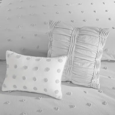 New - 5pc Twin/Twin Extra Long Kay Cotton Jacquard Duvet Cover Set Gray