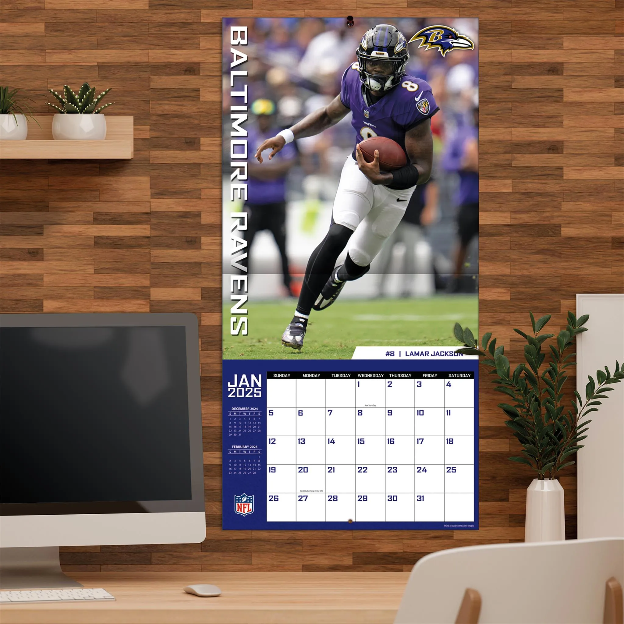 NFL Baltimore Ravens Wall 2025 Calendar