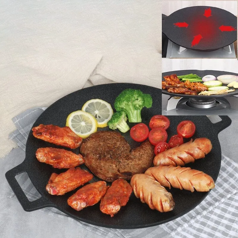 Non-stick round frying pan for grills and kitchens