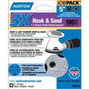 Norton 03219 Sanding Disc, 5 in Dia, 11/16 in Arbor, Coated, P180 Grit, Fine, Alumina Ceramic Abrasive, Paper Backing :PK 10: QUANTITY: 1