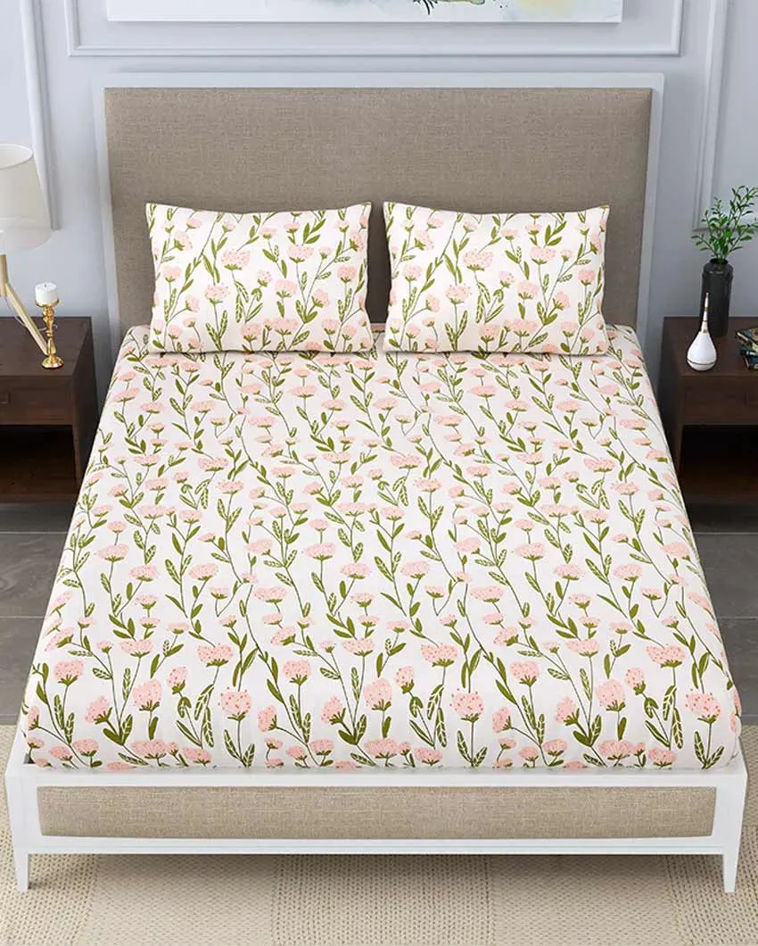 Oleander Floral Polycotton Flat Bedding Set | Double Size | 90 x 108 inches