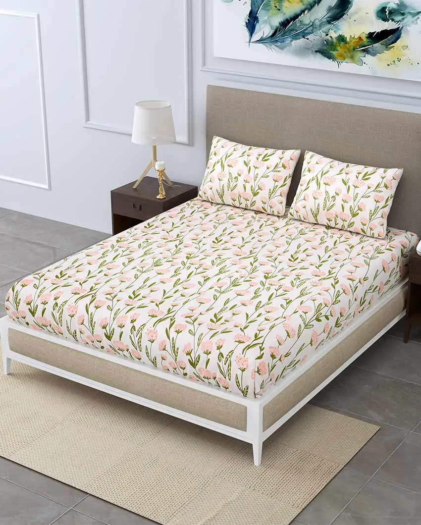 Oleander Floral Polycotton Flat Bedding Set | Double Size | 90 x 108 inches