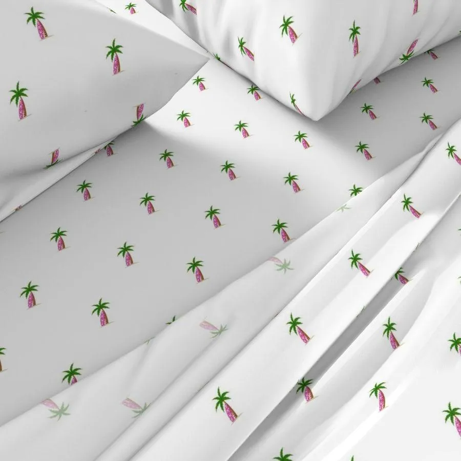 Palm Trees with Pink Surfboard Sheet Set from Surfer Bedding™️