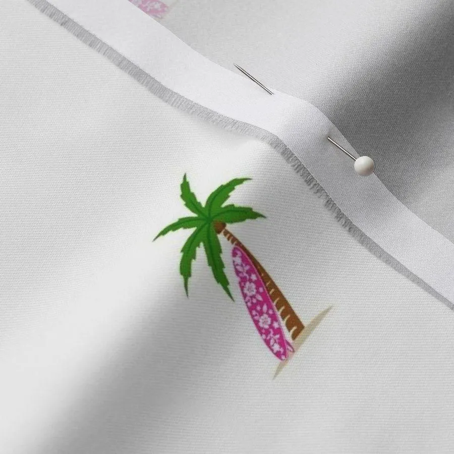 Palm Trees with Pink Surfboard Sheet Set from Surfer Bedding™️