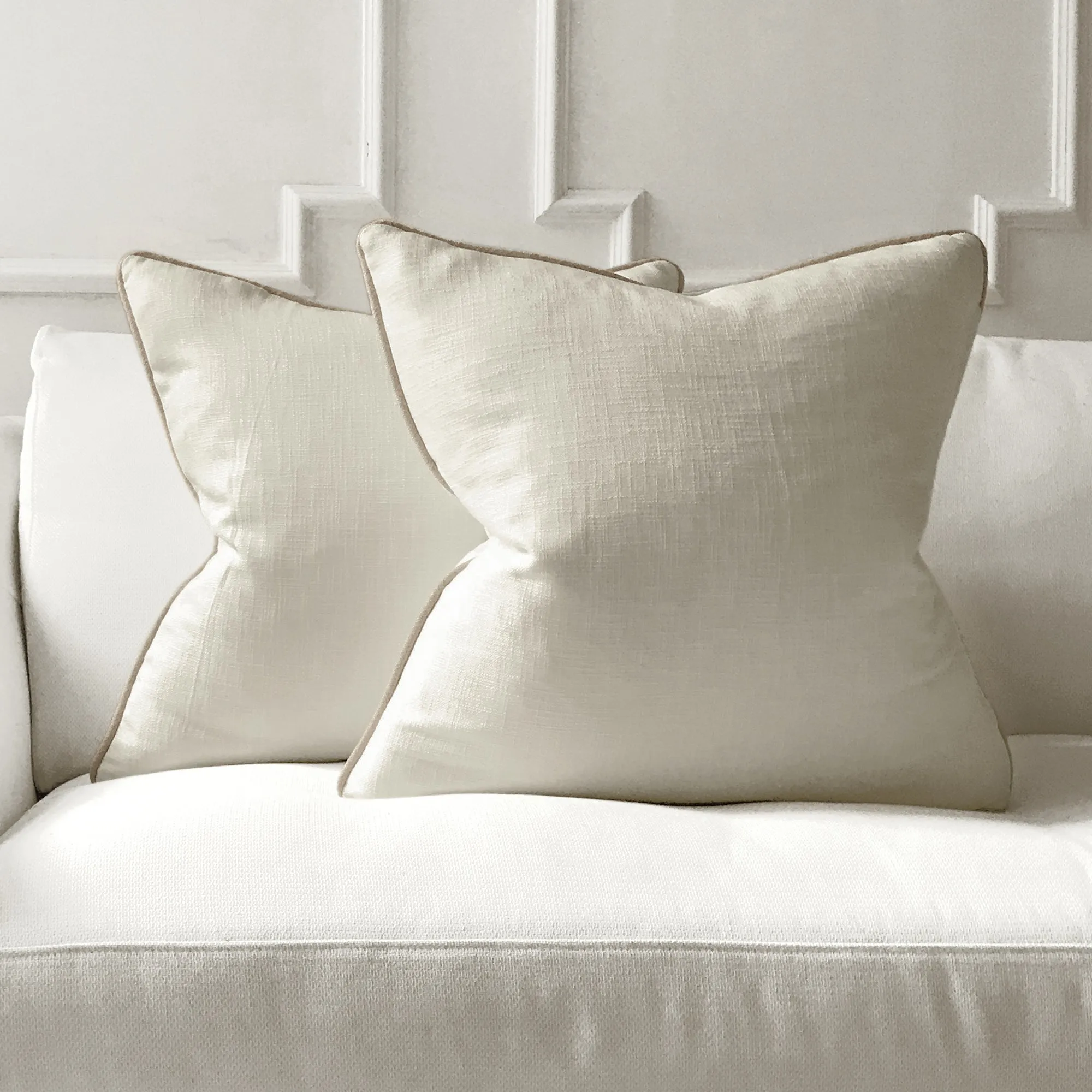 Pearl White Solid Linen Throw Pillow Cover 26x26