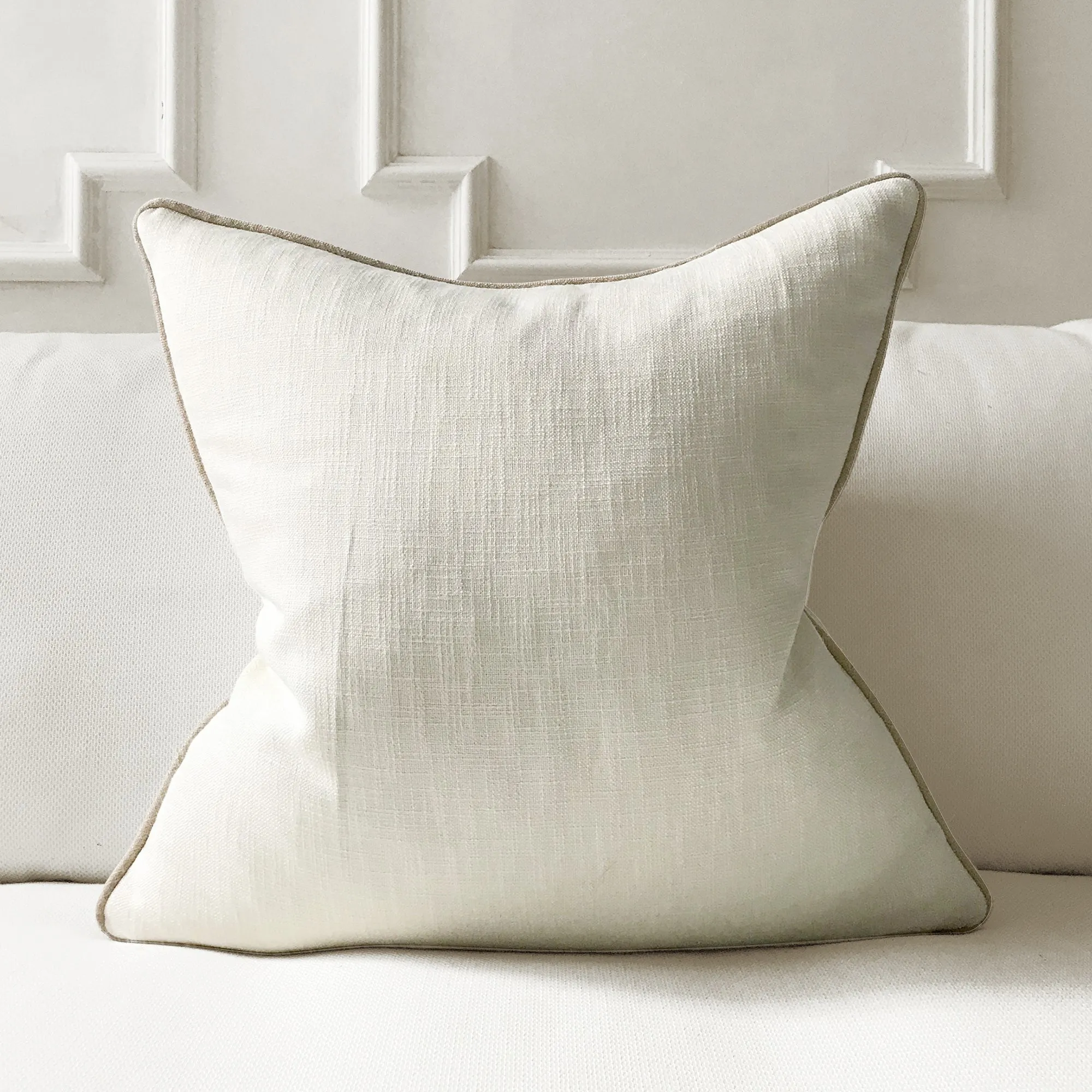 Pearl White Solid Linen Throw Pillow Cover 26x26