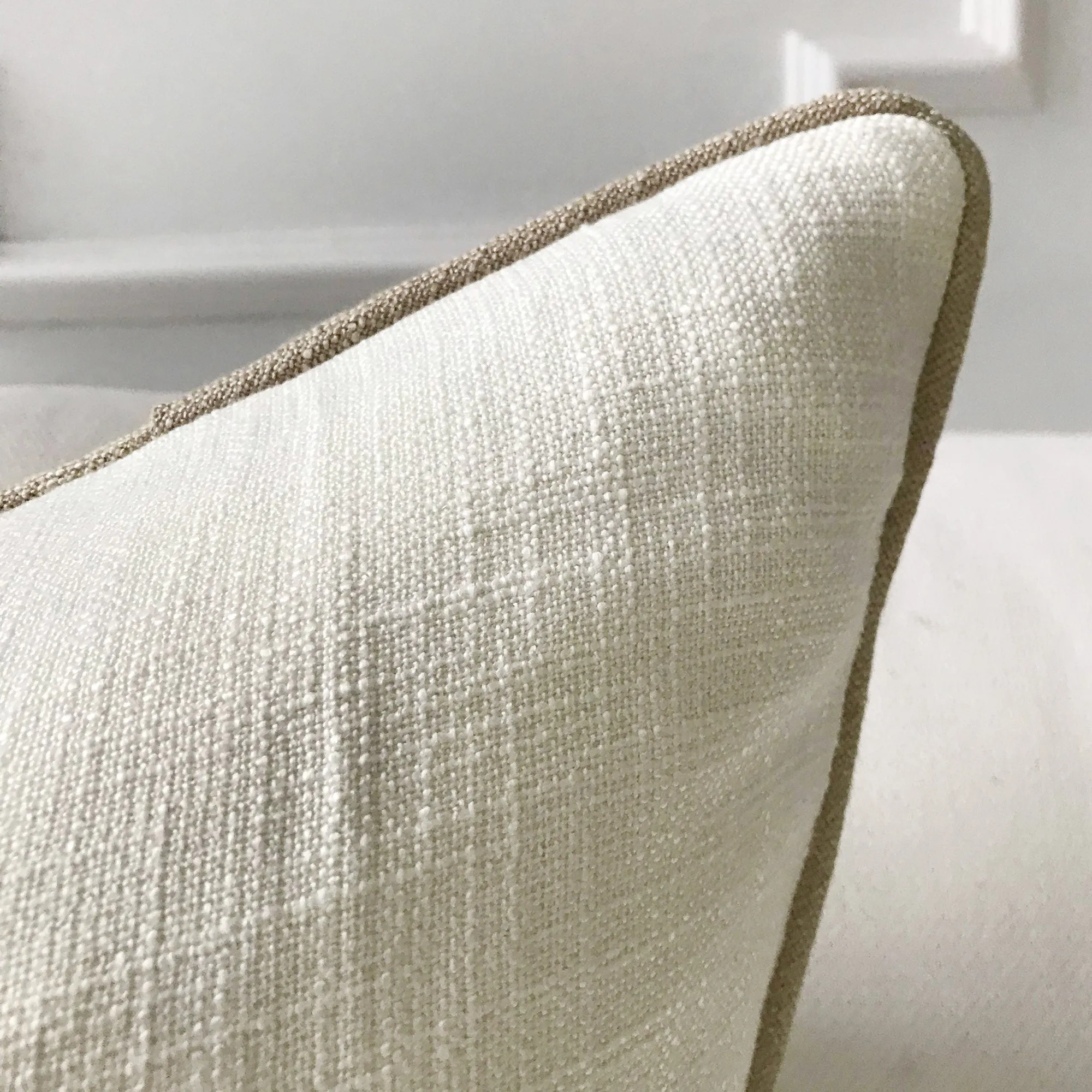 Pearl White Solid Linen Throw Pillow Cover 26x26