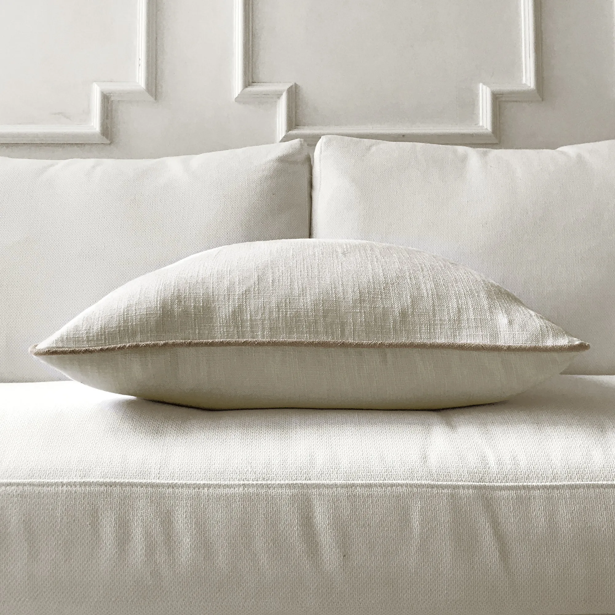 Pearl White Solid Linen Throw Pillow Cover 26x26