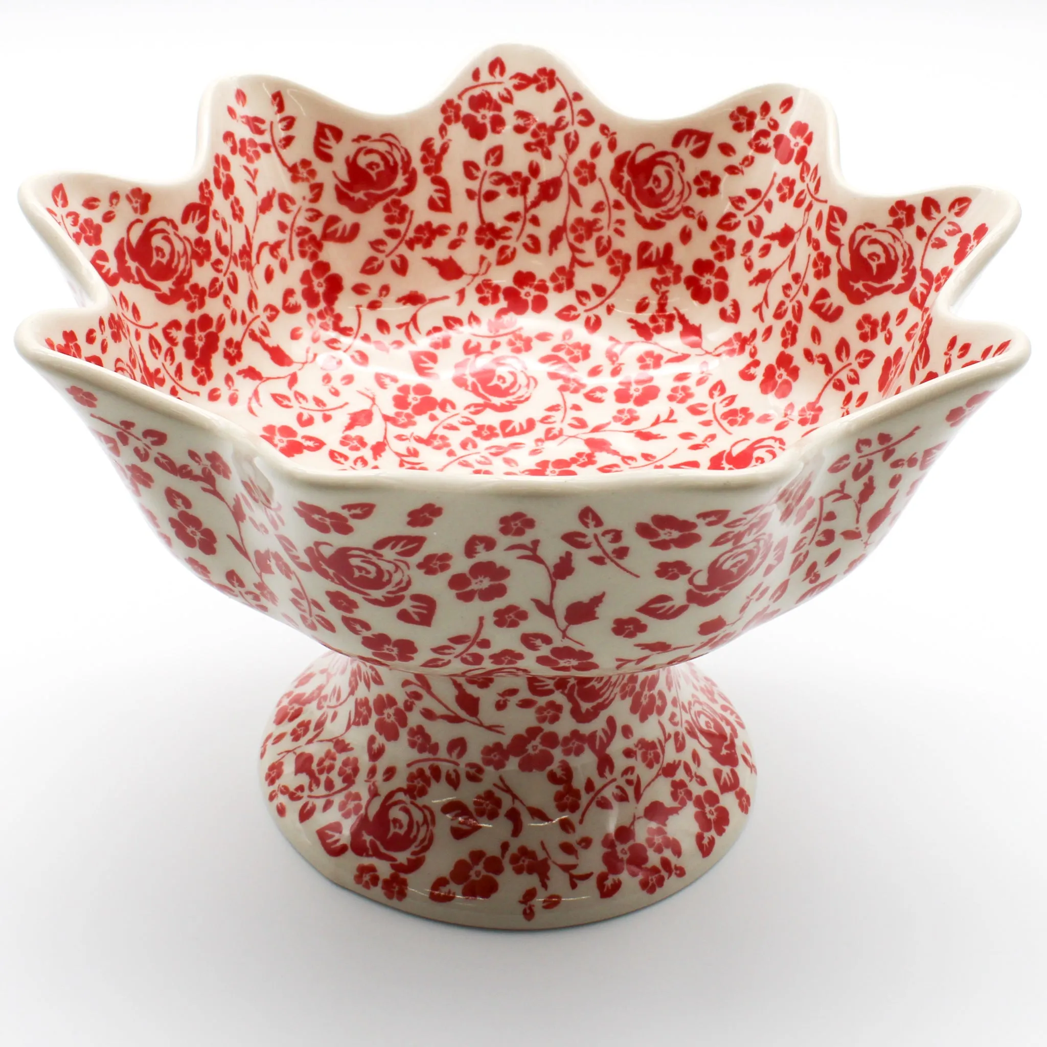 Pedestal Berry Bowl in Antique Red