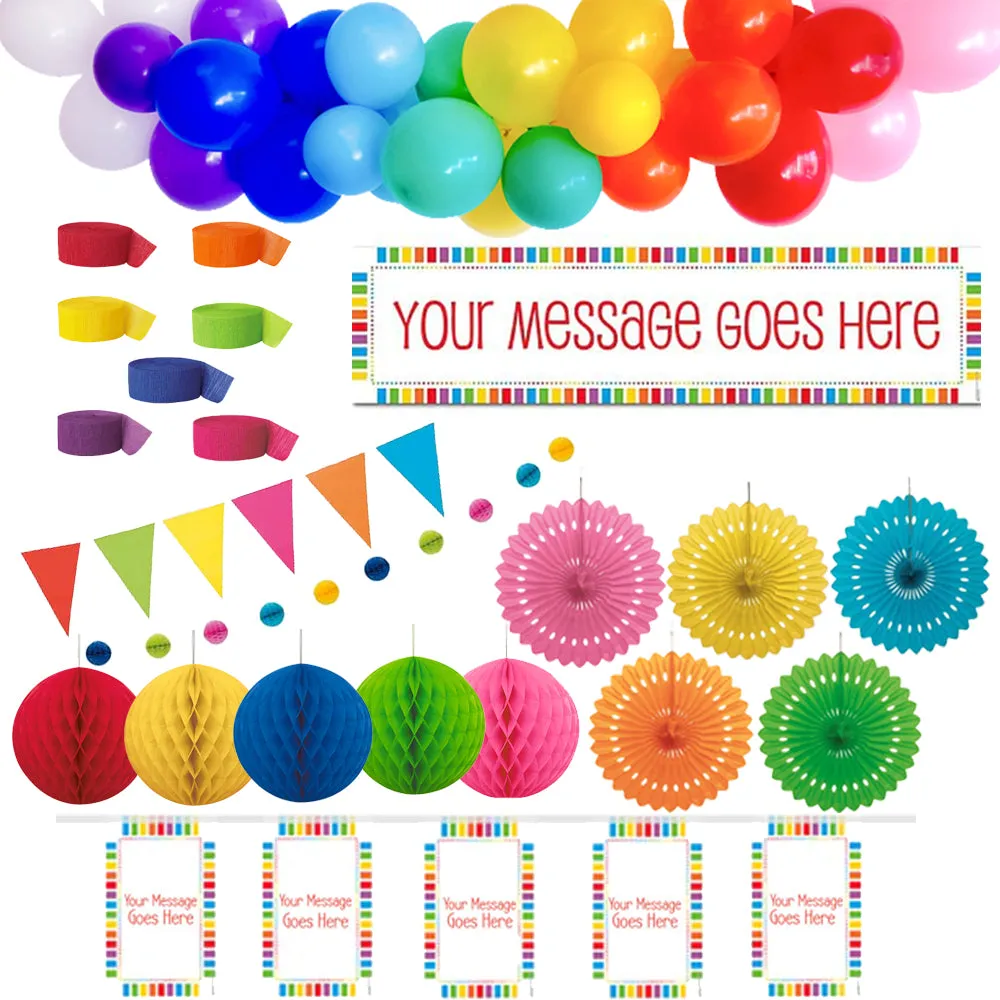 Personalised Rainbow Celebration Decoration Pack