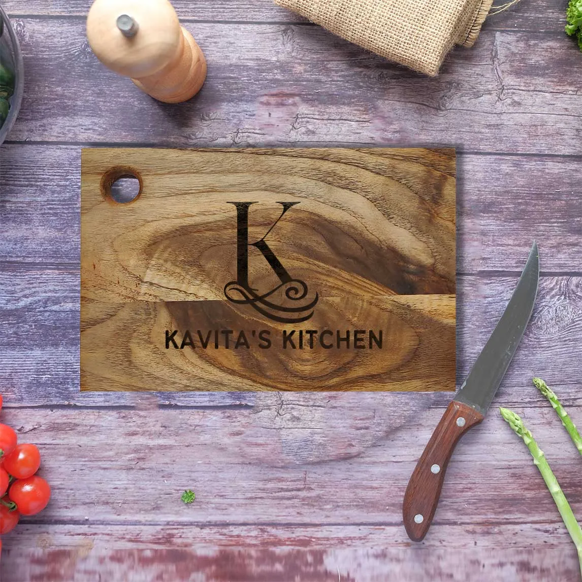 Personalized Cutting Board Wooden Vegetable Chopping Stand-Add Your Name