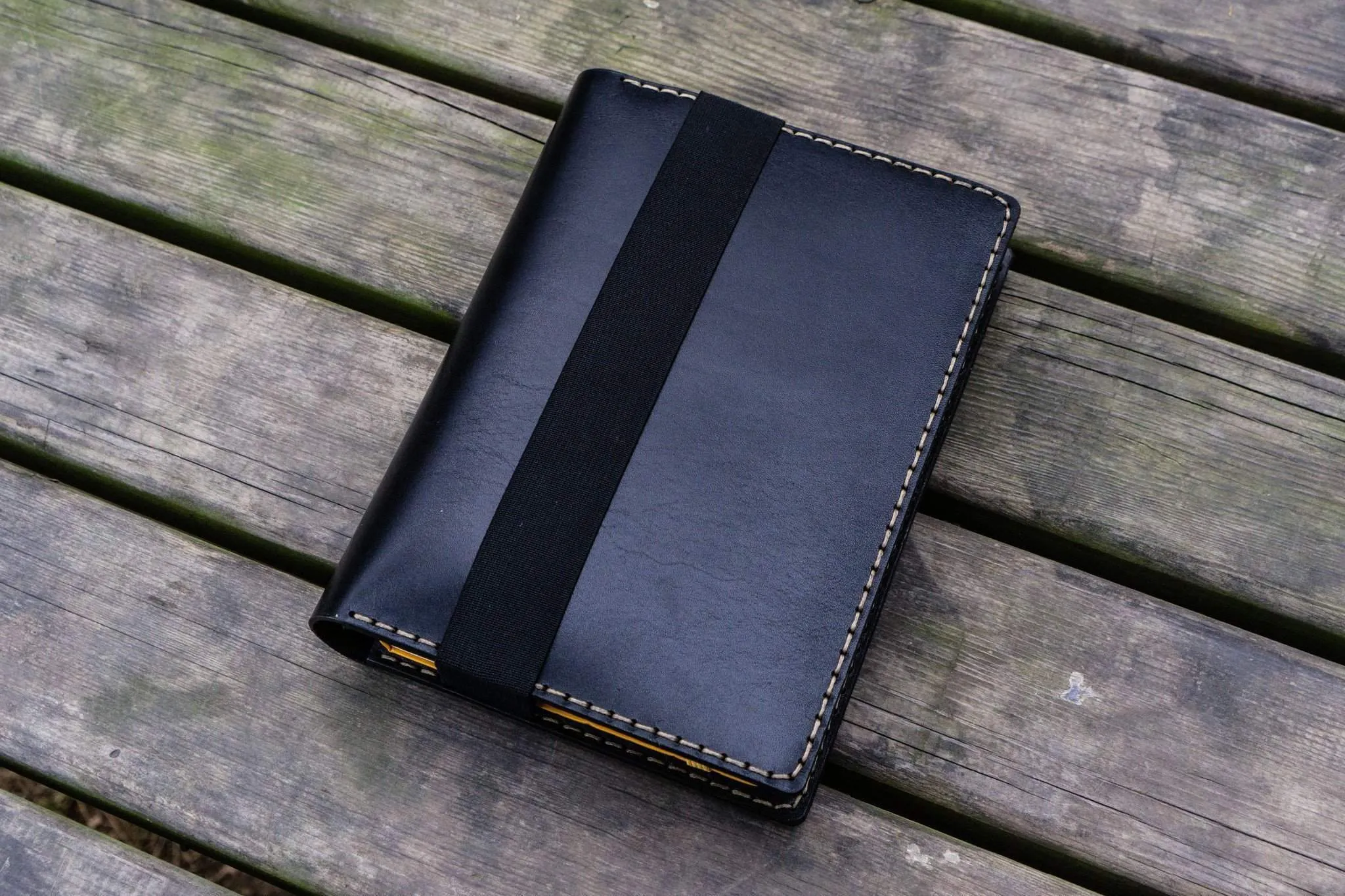 Personalized Leather Journal for iPad Mini & Large Moleskine - Black