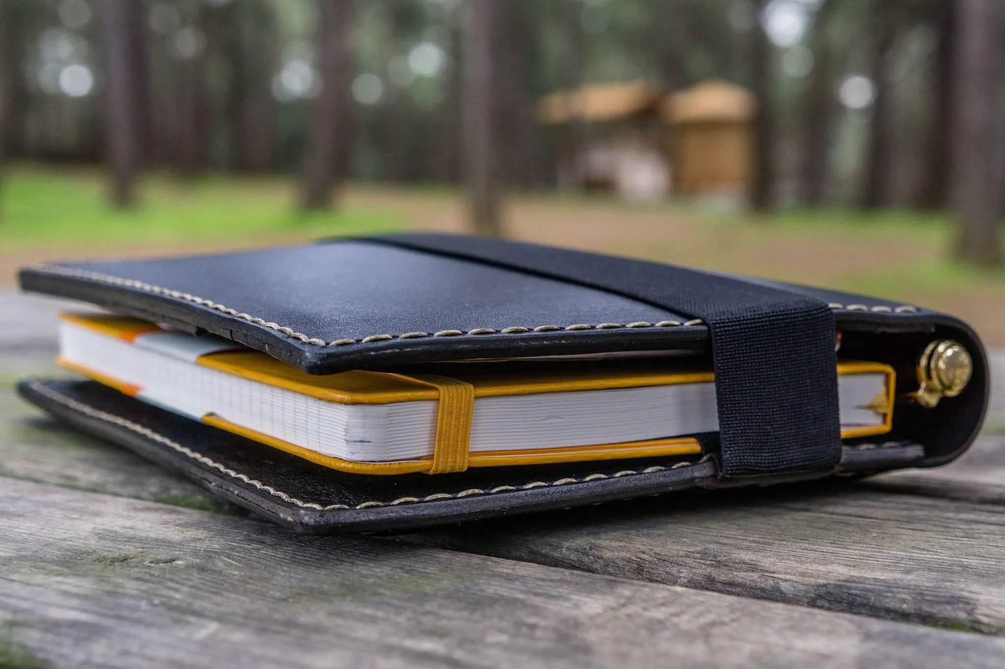 Personalized Leather Journal for iPad Mini & Large Moleskine - Black